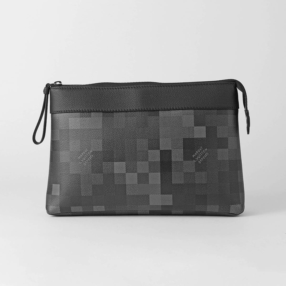 Louis Vuitton Damouflage Pochette Voyage Souple Pouch Shoulder Bag Leather Black